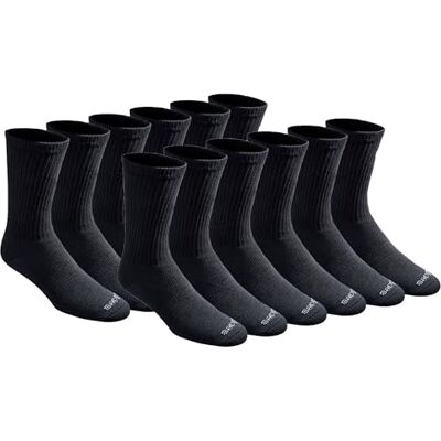 Dickies Dri-tech Moisture Control Crew Sokken voor dames, multipack sokken, Zwart (12 paar), XL Dickies Dri-tech Moisture Control Crew Sokken voor dames, multipack sokken, Zwart (12 paar), XL