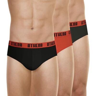 Athena Basic Color LN60 Slips, zwart/rood/antraciet, Ceint Rood, 5/XL (3 stuks) voor heren Athena Basic Color LN60 Slips, zwart/rood/antraciet, Ceint Rood, 5/XL (3 stuks) voor heren