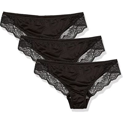 Maidenform Tanga Pack voor dames, rugondergoed, brutale kanten slipje, 3-pack bikinistijl, zwart-3-pack, XL (Pack van 3), Zwart 3 Pack, XL Maidenform Tanga Pack voor dames, rugondergoed, brutale kanten slipje, 3-pack bikinistijl, zwart-3-pack, XL (Pack van 3), Zwart 3 Pack, XL
