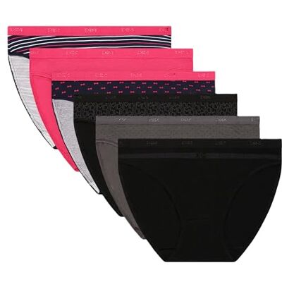 DIM Les Pockets Coton Stretch X6 broekjes, set Pretty Rose + logo zwart, XXL (6 stuks) voor dames, Set Pretty Rose + zwart logo, XXL DIM Les Pockets Coton Stretch X6 broekjes, set Pretty Rose + logo zwart, XXL (6 stuks) voor dames, Set Pretty Rose + zwart logo, XXL