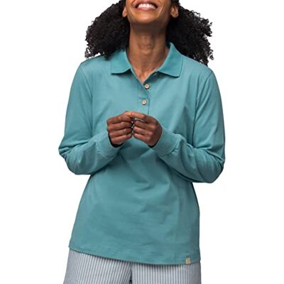 greenjama Dames shirt met lange mouwen met polokraag, GOTS-gecertificeerde pyjama-top, Topaz, 44 greenjama Dames shirt met lange mouwen met polokraag, GOTS-gecertificeerde pyjama-top, Topaz, 44