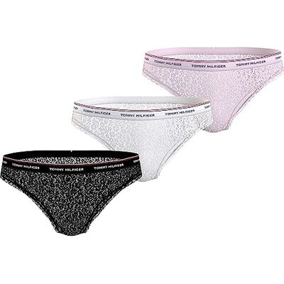 Tommy Hilfiger Bikini-slipje voor dames, Zwart/Wit/Lichtroze, L Tommy Hilfiger Bikini-slipje voor dames, Zwart/Wit/Lichtroze, L