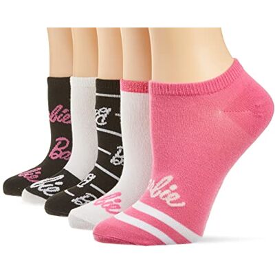 Barbie Womens 5 Pack No Show Casual Sock, White Assorted, 9-11 US Barbie Womens 5 Pack No Show Casual Sock, White Assorted, 9-11 US