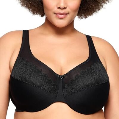 Glamorise Vrouwen Plus Size Wonderwire Minimizer BH Onderdraad #9003, Zwart, 90D Glamorise Vrouwen Plus Size Wonderwire Minimizer BH Onderdraad #9003, Zwart, 90D