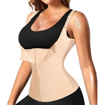 Nebility Taille Trainer voor Vrouwen Corset Shapewear met Rits Dames Taille Cincher Tank Top met Verstelbare Bandjes, Beige, S Nebility Taille Trainer voor Vrouwen Corset Shapewear met Rits Dames Taille Cincher Tank Top met Verstelbare Bandjes, Beige, S