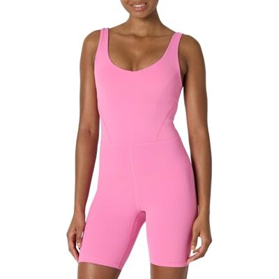 Amazon Essentials Active Formflex Boterzachte eendelige korte broek met geïntegreerde beha voor dames, PINK, XL Amazon Essentials Active Formflex Boterzachte eendelige korte broek met geïntegreerde beha voor dames, PINK, XL
