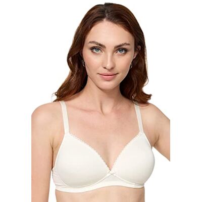 Nur Die Traumzachte beugelbeha, bijzonder zachte modalvezel, gevoerde cups voor een natuurlijk push-up-effect, delicate kant voor dames, gebroken wit, 90C Nur Die Traumzachte beugelbeha, bijzonder zachte modalvezel, gevoerde cups voor een natuurlijk push-up-effect, delicate kant voor dames, gebroken wit, 90C