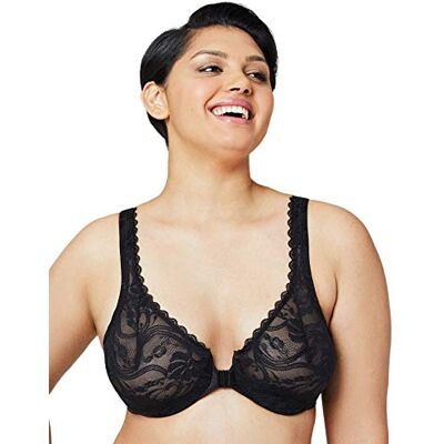 Glamorise Vrouwen Plus Size Wonderwire Kant Front-Sluiting Onderdraad #9245, Zwart, 110B Glamorise Vrouwen Plus Size Wonderwire Kant Front-Sluiting Onderdraad #9245, Zwart, 110B