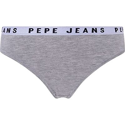 Pepe Jeans String slipje met logo voor dames, Grijs (Grijs Marl), M Pepe Jeans String slipje met logo voor dames, Grijs (Grijs Marl), M