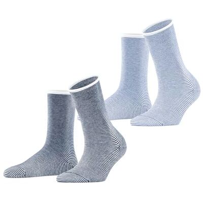 ESPRIT Dames Sokken Allover Stripe Multipack W So katoen gedessineerd 2 paar, Blauw Blue Mix 0020, 39-42 ESPRIT Dames Sokken Allover Stripe Multipack W So katoen gedessineerd 2 paar, Blauw Blue Mix 0020, 39-42