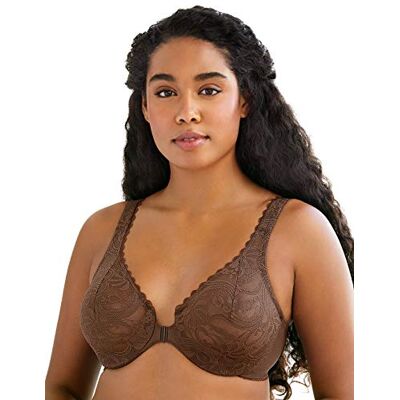 Glamorise 9245 Wonderwire-beha met beugels voor dames met voorsluiting, plus-size, Mokka, 120D Glamorise 9245 Wonderwire-beha met beugels voor dames met voorsluiting, plus-size, Mokka, 120D
