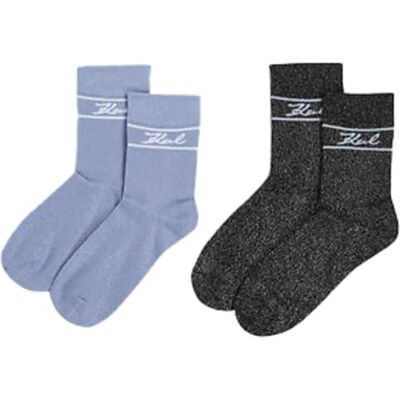 KARL LAGERFELD B.V Dames K/Signature (2 stuks) sokken MULTI, Soft CHAMBRAY AND BLACK, eenheidsmaat EU, Zacht chambray en zwart, One size KARL LAGERFELD B.V Dames K/Signature (2 stuks) sokken MULTI, Soft CHAMBRAY AND BLACK, eenheidsmaat EU, Zacht chambray en zwart, One size