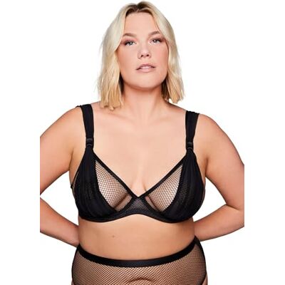 Ulla Popken , dames, grote maten, draadbeha, multiway, mesh, zwart, 85B Ulla Popken , dames, grote maten, draadbeha, multiway, mesh, zwart, 85B