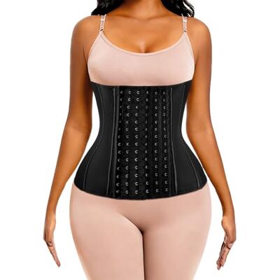 ECOWALSON Taille Trainer voor Vrouwen Corset Cincher Body Shaper Girdle Trimmer met Stalen Bones Extender, B-zwart (9 stalen botten Hoogte: 29,5 cm), S ECOWALSON Taille Trainer voor Vrouwen Corset Cincher Body Shaper Girdle Trimmer met Stalen Bones Extender, B-zwart (9 stalen botten Hoogte: 29,5 cm), S