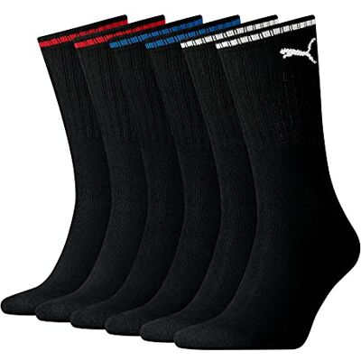 PUMA Uniseks crew sokken (set van 3), zwart, 49 EU PUMA Uniseks crew sokken (set van 3), zwart, 49 EU