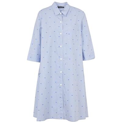 Giorgio Armani Korte ochtendjas voor dames, nachthemd, Lapis/witte streep, S, Lapis/Witte Streep, S Giorgio Armani Korte ochtendjas voor dames, nachthemd, Lapis/witte streep, S, Lapis/Witte Streep, S