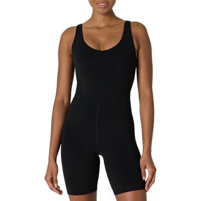 Amazon Essentials Active Formflex Boterzachte eendelige korte broek met geïntegreerde beha voor dames, Zwart, XL Amazon Essentials Active Formflex Boterzachte eendelige korte broek met geïntegreerde beha voor dames, Zwart, XL