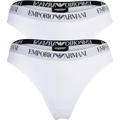 Giorgio Armani Dames Essential Cotton 2-Pack String Wit, XS, Wit/Wit, XS Giorgio Armani Dames Essential Cotton 2-Pack String Wit, XS, Wit/Wit, XS