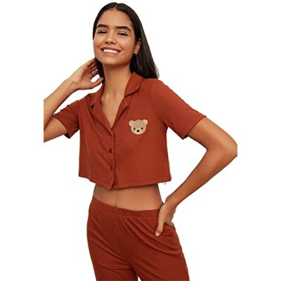 Trendyol Cinnamon Camisole gebreide pyjama voor dames, kaneel, M Trendyol Cinnamon Camisole gebreide pyjama voor dames, kaneel, M