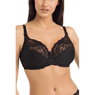 Teyli Minimizer beugelbeha met kant voor dames, zwart, 80B Teyli Minimizer beugelbeha met kant voor dames, zwart, 80B