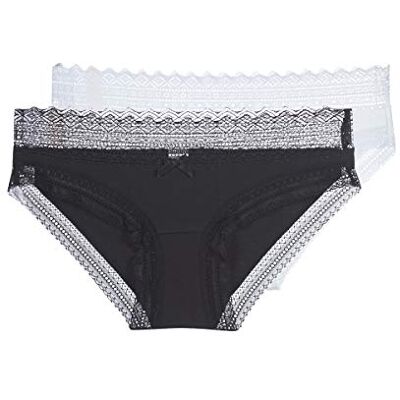 DIM Slip Sexy Fashion van kant dames x2, zwart, M DIM Slip Sexy Fashion van kant dames x2, zwart, M