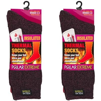 Polar Extreme Thermische damessokken houden warm, alle stijlen en kleuren, Pruim, 9 Polar Extreme Thermische damessokken houden warm, alle stijlen en kleuren, Pruim, 9