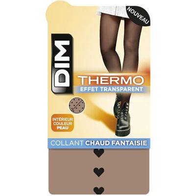DIM Dames – warme en transparante thermopanty x1 illusie-huideffect binnenkant fleece recyclebaar met terracycle, Zwart hart, L-XL DIM Dames – warme en transparante thermopanty x1 illusie-huideffect binnenkant fleece recyclebaar met terracycle, Zwart hart, L-XL