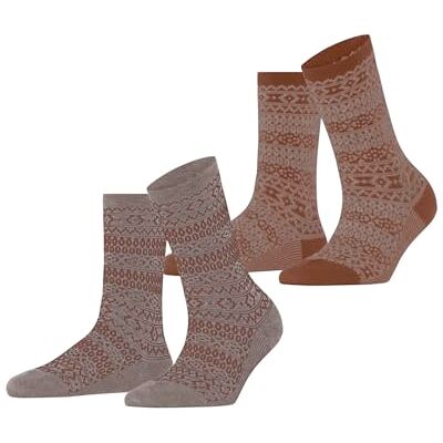 ESPRIT Dames Sokken Sami Pattern Double Pack W So katoen gedessineerd 2 paar, Veelkleurig Brown Grey Mix 0020, 35-38 ESPRIT Dames Sokken Sami Pattern Double Pack W So katoen gedessineerd 2 paar, Veelkleurig Brown Grey Mix 0020, 35-38