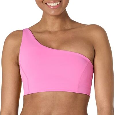 Amazon Essentials Women's Active FormFlex Boterachtige zachte lichte ondersteuning één schouder strappy back sportbeha, Flamingo Roze, M Amazon Essentials Women's Active FormFlex Boterachtige zachte lichte ondersteuning één schouder strappy back sportbeha, Flamingo Roze, M