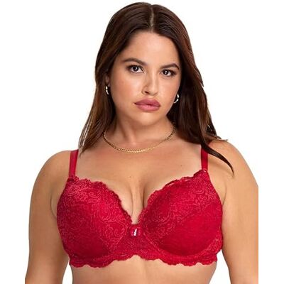 Smart & Sexy Push-upbeha met beugel voor dames met maximale decolleté, Nee Nee Rood, 85C Smart & Sexy Push-upbeha met beugel voor dames met maximale decolleté, Nee Nee Rood, 85C