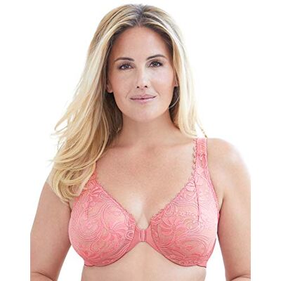 Glamorise Vrouwen Plus Size Wonderwire Kant Front-Sluiting Onderdraad #9245, Abrikoos, 120B Glamorise Vrouwen Plus Size Wonderwire Kant Front-Sluiting Onderdraad #9245, Abrikoos, 120B