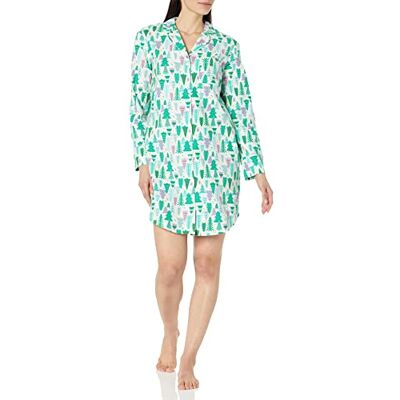 Amazon Essentials Geweven flanellen inkeping kraag voor dames (verkrijgbaar in grote maten), feestelijke boomnachthemd, XXL Amazon Essentials Geweven flanellen inkeping kraag voor dames (verkrijgbaar in grote maten), feestelijke boomnachthemd, XXL