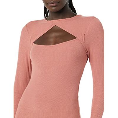 Amazon Essentials Dames Fine Rib Lange Mouw Cutout Bodysuit (voorheen Daily Ritual), Terracotta, Large Amazon Essentials Dames Fine Rib Lange Mouw Cutout Bodysuit (voorheen Daily Ritual), Terracotta, Large