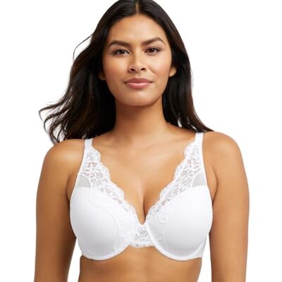 Bali One Smooth U converteerbare beha van kant met beugels, comfortabel en rekbaar, volledige afdekking, Wit, 105C Bali One Smooth U converteerbare beha van kant met beugels, comfortabel en rekbaar, volledige afdekking, Wit, 105C