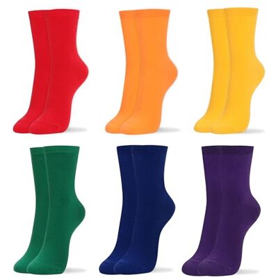 kikiya socks Damessokken 4-6 paar kleurrijke regenboog gestreepte buissokken ruches polkadots casual fantasie voor dames en meisjes katoenen sokken, regenboog, 6-8,5, Regenboog, 6-8.5 kikiya socks Damessokken 4-6 paar kleurrijke regenboog gestreepte buissokken ruches polkadots casual fantasie voor dames en meisjes katoenen sokken, regenboog, 6-8,5, Regenboog, 6-8.5