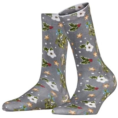Burlington Dames Sokken Christmas W So katoen gedessineerd 1 paar, Grijs Light Grey Melange 3390 Fancy Christmas, 36-41 Burlington Dames Sokken Christmas W So katoen gedessineerd 1 paar, Grijs Light Grey Melange 3390 Fancy Christmas, 36-41