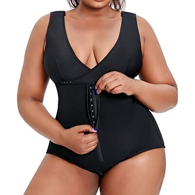 MITALOO Damesbeha in een body shaper, verstelbaar met haken, figuurvormende bodysuit, shapewear, zwart, XXL MITALOO Damesbeha in een body shaper, verstelbaar met haken, figuurvormende bodysuit, shapewear, zwart, XXL