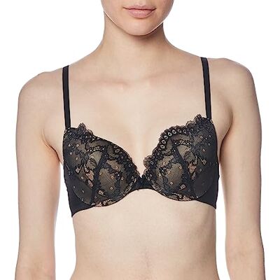 Maidenform Vrouwen Love to Lift-Fishnet Plunge Push Up Everyday BH, Zwart/Body Beige Kant, 75C Maidenform Vrouwen Love to Lift-Fishnet Plunge Push Up Everyday BH, Zwart/Body Beige Kant, 75C