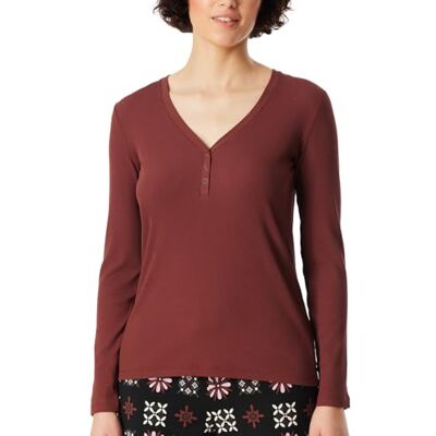 Schiesser Dames Slaapshirt Lange Mouw Knoopsluiting Dubbele Rib Mix Relax Pyjama Top, Bourgondië_183078, 48, Bourgondië_183078, 48 Schiesser Dames Slaapshirt Lange Mouw Knoopsluiting Dubbele Rib Mix Relax Pyjama Top, Bourgondië_183078, 48, Bourgondië_183078, 48