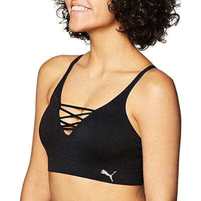 PUMA Sportbeha met vetersluiting voor dames, ondoorzichtig, Metaal, M PUMA Sportbeha met vetersluiting voor dames, ondoorzichtig, Metaal, M