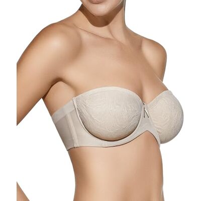 Selene Sandra strapless beha met beugels, uit de paarse rij, Aarde, 90C Selene Sandra strapless beha met beugels, uit de paarse rij, Aarde, 90C