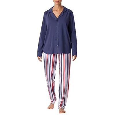 Schiesser Damespyjama, lange pyjama, jeansblauw, 50, jeansblauw, 50 Schiesser Damespyjama, lange pyjama, jeansblauw, 50, jeansblauw, 50