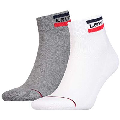 Levi's Quarter sokken, uniseks, 2 paar, wit/grijs, 43-46 EU Levi's Quarter sokken, uniseks, 2 paar, wit/grijs, 43-46 EU