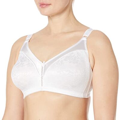 Bali Draadloze kanten beha met dubbele ondersteuning voor dames, met bandjes die op hun plaats blijven, volledige dekking, Wit, 80B Bali Draadloze kanten beha met dubbele ondersteuning voor dames, met bandjes die op hun plaats blijven, volledige dekking, Wit, 80B