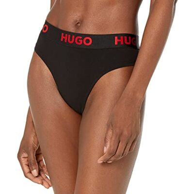 HUGO Boss Dames Bold Logo Cotton Stretch Thong Tangabroekje, Zwarte teer, XL HUGO Boss Dames Bold Logo Cotton Stretch Thong Tangabroekje, Zwarte teer, XL