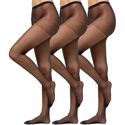 Nur Die Set van 3 superitz Color 20 DEN grote maten transparante fijne panty matte look nylon comfortabele tailleband dames, zwart, XL Nur Die Set van 3 superitz Color 20 DEN grote maten transparante fijne panty matte look nylon comfortabele tailleband dames, zwart, XL