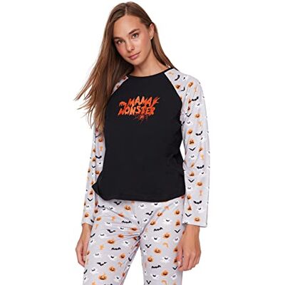 Trendyol Dames vrouw met slogan gebreide pyjamaset, multi-kleur, XS (Pack van 2), Meerkleurig, XS Trendyol Dames vrouw met slogan gebreide pyjamaset, multi-kleur, XS (Pack van 2), Meerkleurig, XS