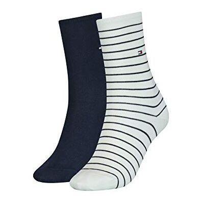 Tommy Hilfiger Dames Small Stripe damessokken (set van 2), wit, 35-38 EU Tommy Hilfiger Dames Small Stripe damessokken (set van 2), wit, 35-38 EU