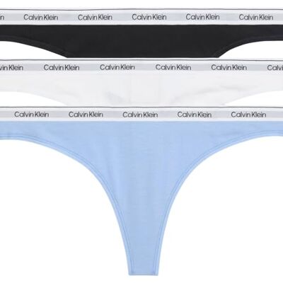 Calvin 3-pack strings voor dames, Blauw (Zwart/Wit/Bevroren Fjiord), XL Calvin 3-pack strings voor dames, Blauw (Zwart/Wit/Bevroren Fjiord), XL