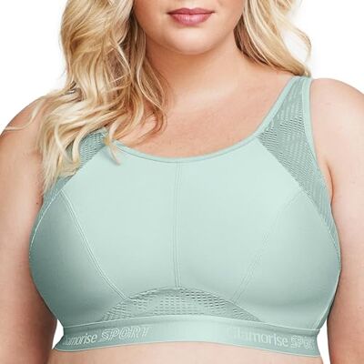 Glamorise Vrouwen Plus Size No-Sweat Mesh Sport BH Draadloos #1068, Jade, 85C Glamorise Vrouwen Plus Size No-Sweat Mesh Sport BH Draadloos #1068, Jade, 85C